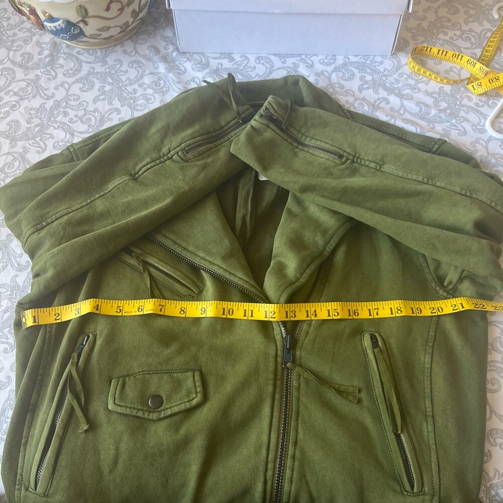 Free People We The Free Rebel Knit Moto Jacket In Olive Sparrow Size S - Picture 9 of 11